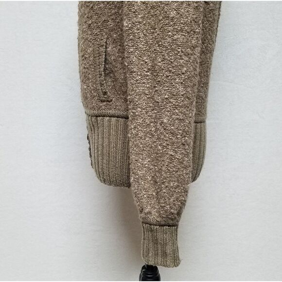 𝅺RARE Retro Moda International Brown Popcorn Boucle Wool Blend Ribbed Cardigan - Picture 10 of 15